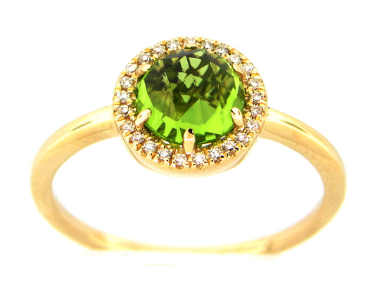 PERIDOT & DIAMOND ROUND HALO RING
