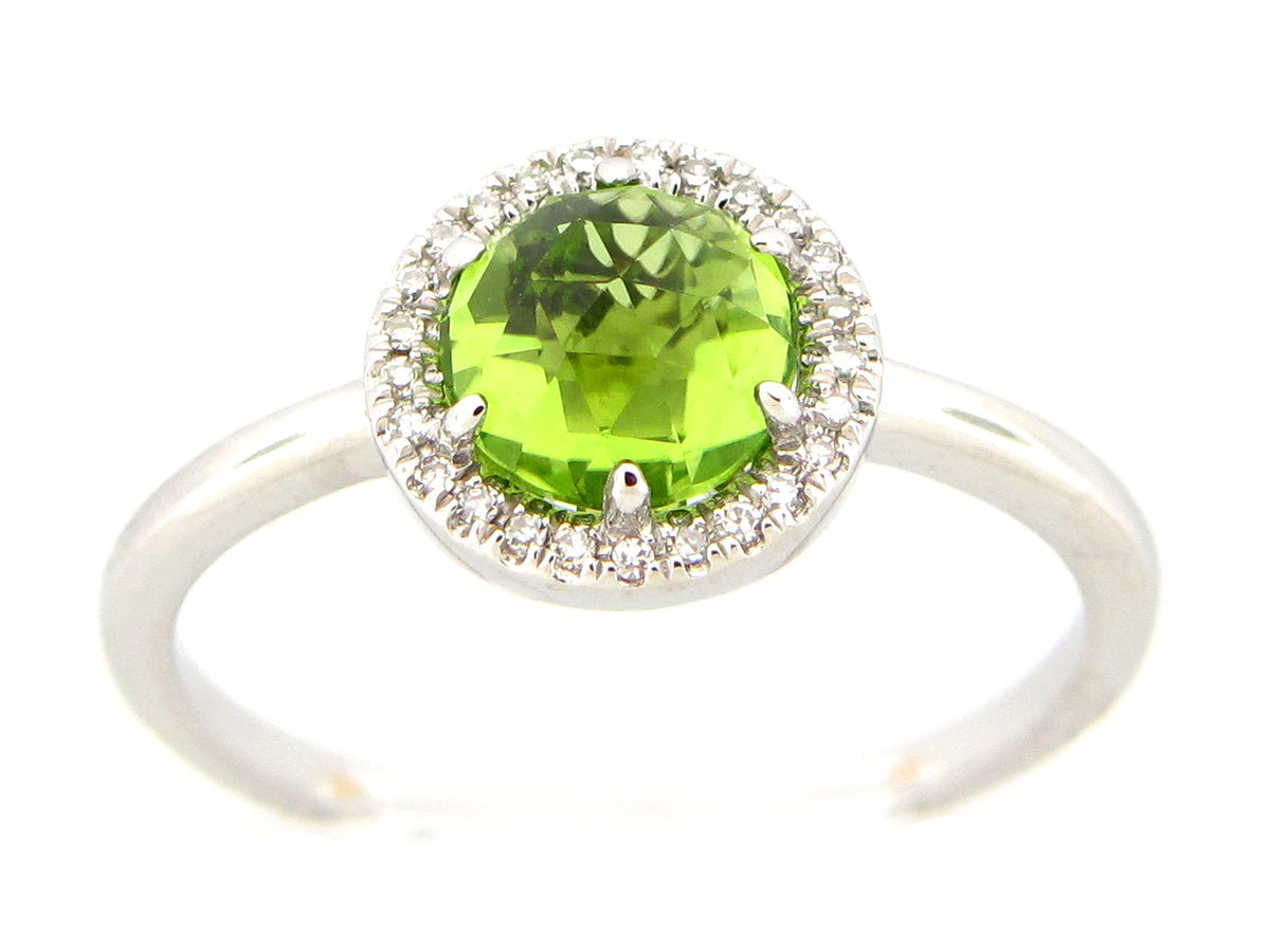 PERIDOT & DIAMOND ROUND HALO RING