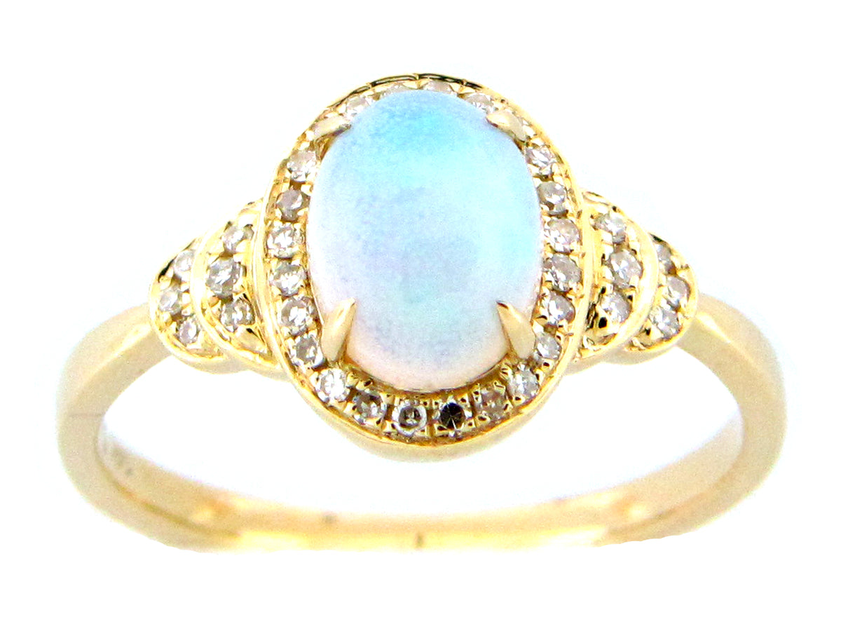 OPAL OVAL & DIAMOND HALO RING