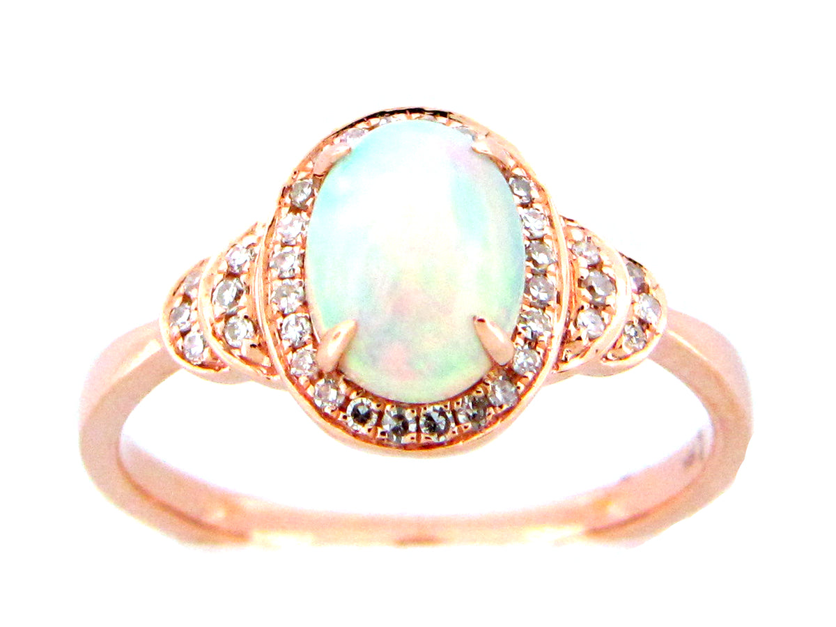 OPAL OVAL & DIAMOND HALO RING