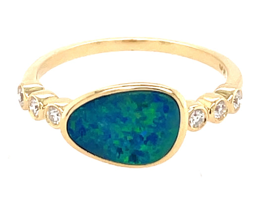 BLACK OPAL DOUBLET BEZEL & DIAMOND RING