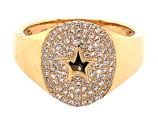 DIAMOND STAR SIGNET RING, 14KY (N)