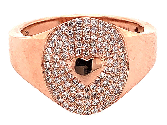 DIAMOND HEART SIGNET RING, 4KR (N)
