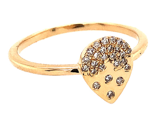 DIAMOND FLUSH SET PEAR RING, 14KY (N)