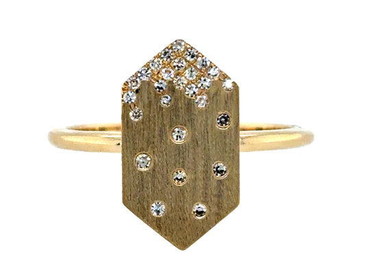 Diamond Hexagon Confetti Ring, 14x8mm, Satin Finish