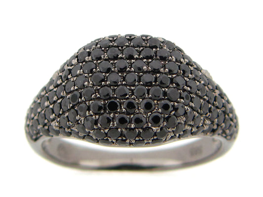 BLACK SPINEL PAVE CUSHION RING, 14K BLACK FINISH (H)