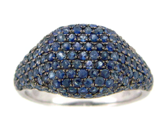 Sapphire Pave Cushion Ring, 14kw (H)