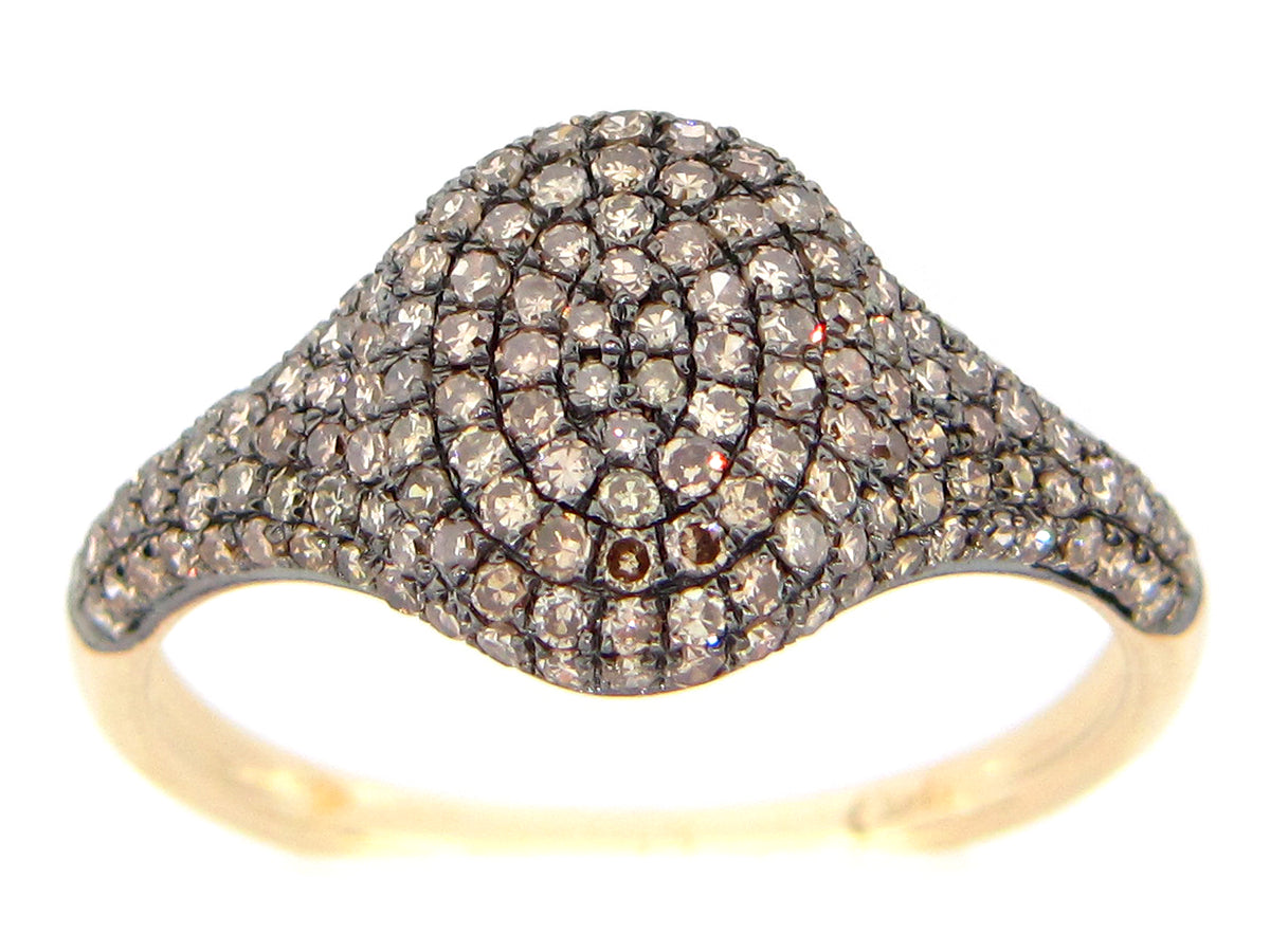 BROWN DIAMOND PAVE OVAL RING