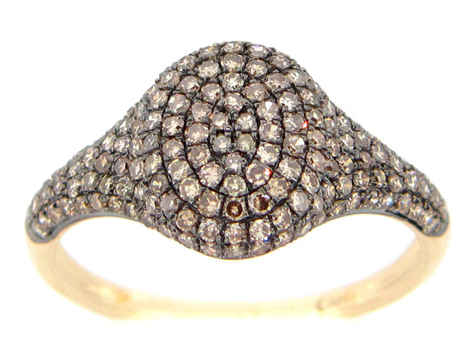 BROWN DIAMOND PAVE OVAL RING
