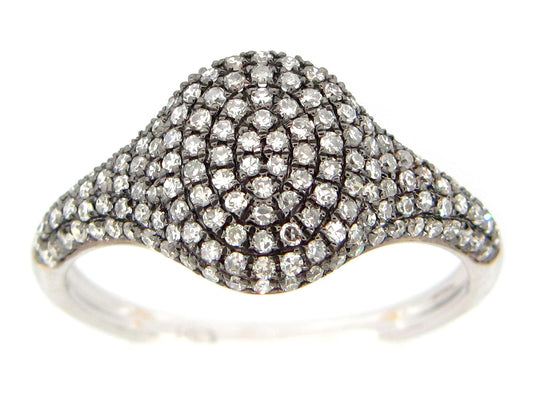 DIAMOND PAVE OVAL RING, 14KW (N), BLACK FINISH PRONG