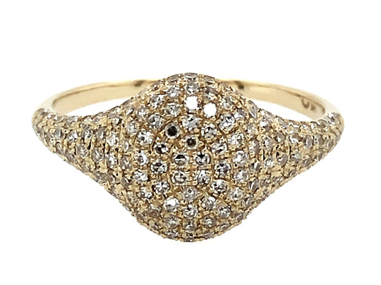 DIAMOND PAVE OVAL PINKY RING, SIZE 4, 14KY (N)
