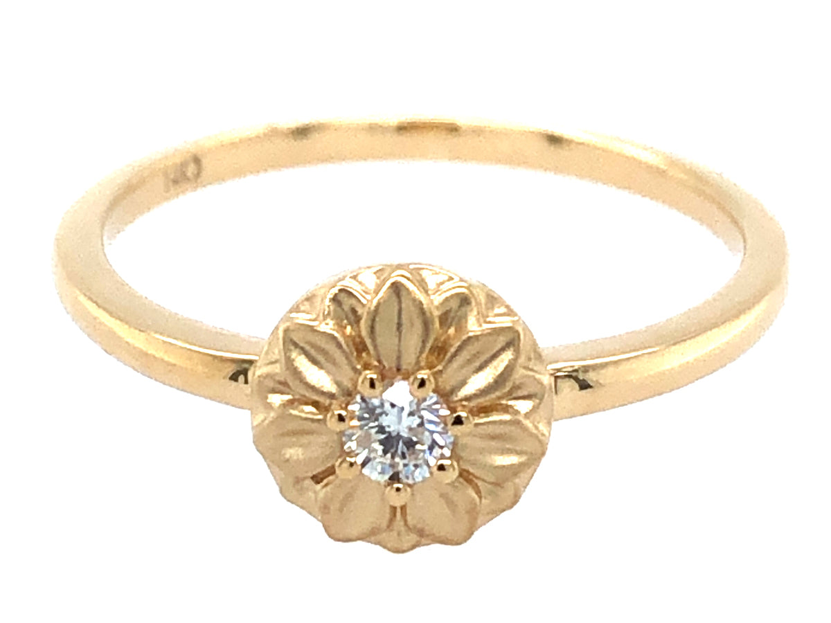DIAMOND FLOWER RING, SATIN FINISH