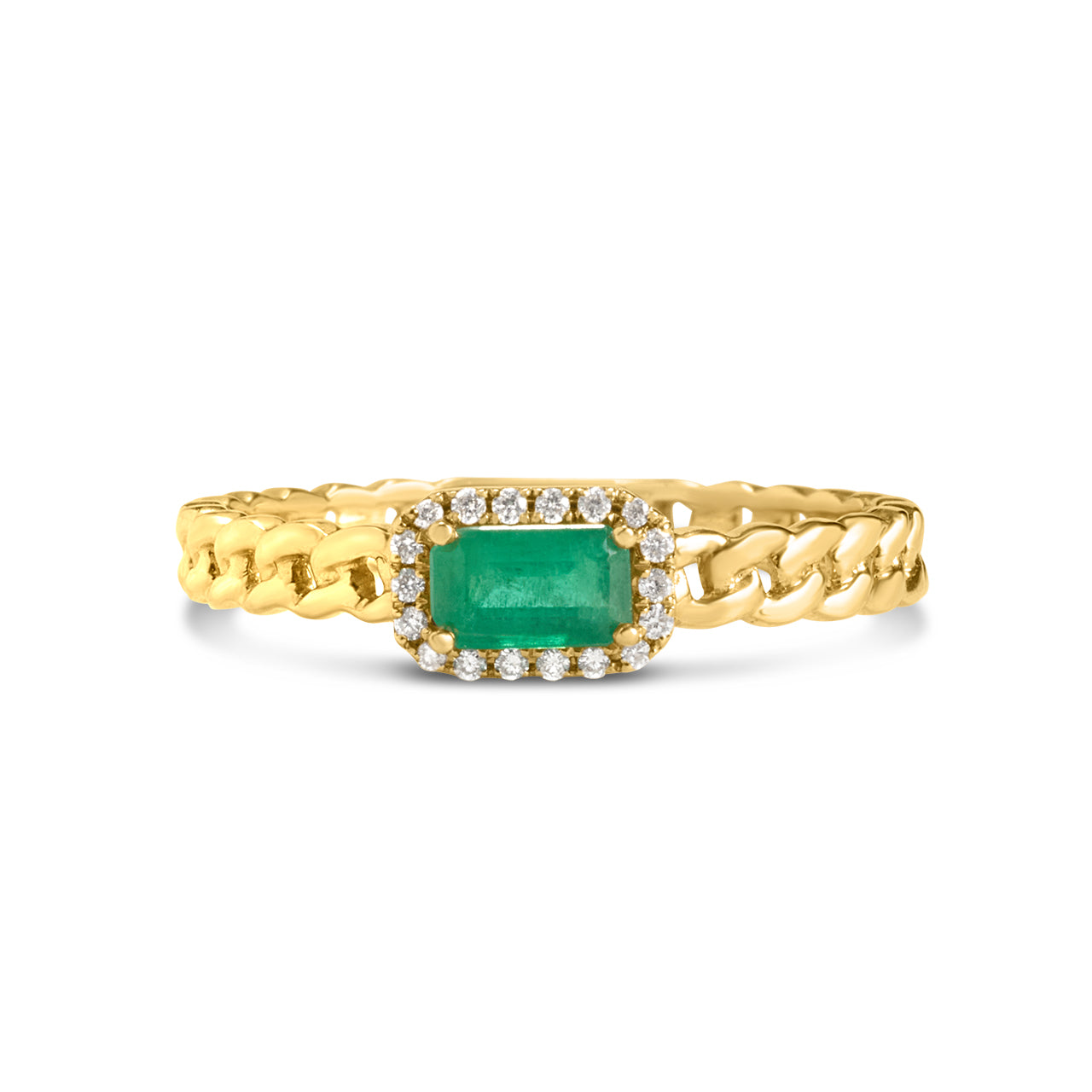 Emerald & Diamond Link Stackable Ring