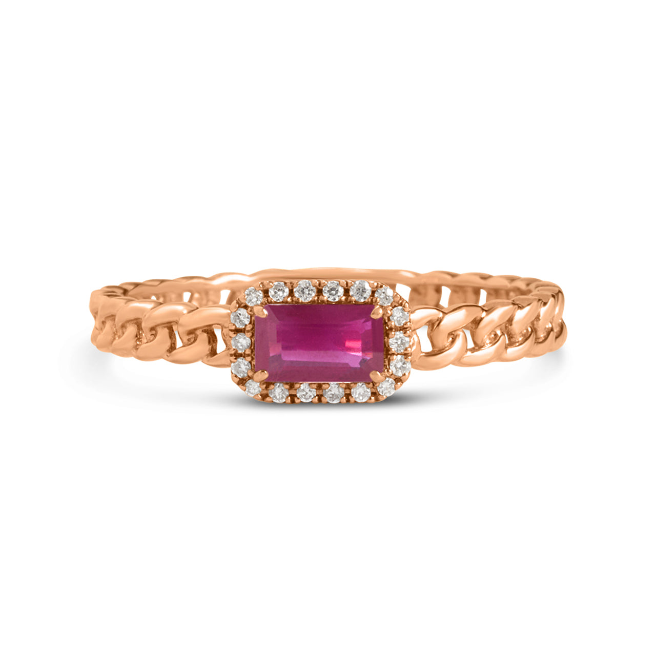 Ruby & Diamond Link Stackable Ring