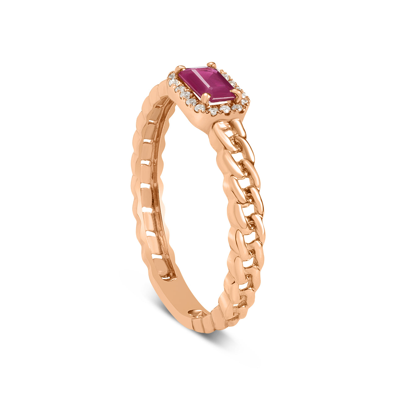 Ruby & Diamond Link Stackable Ring