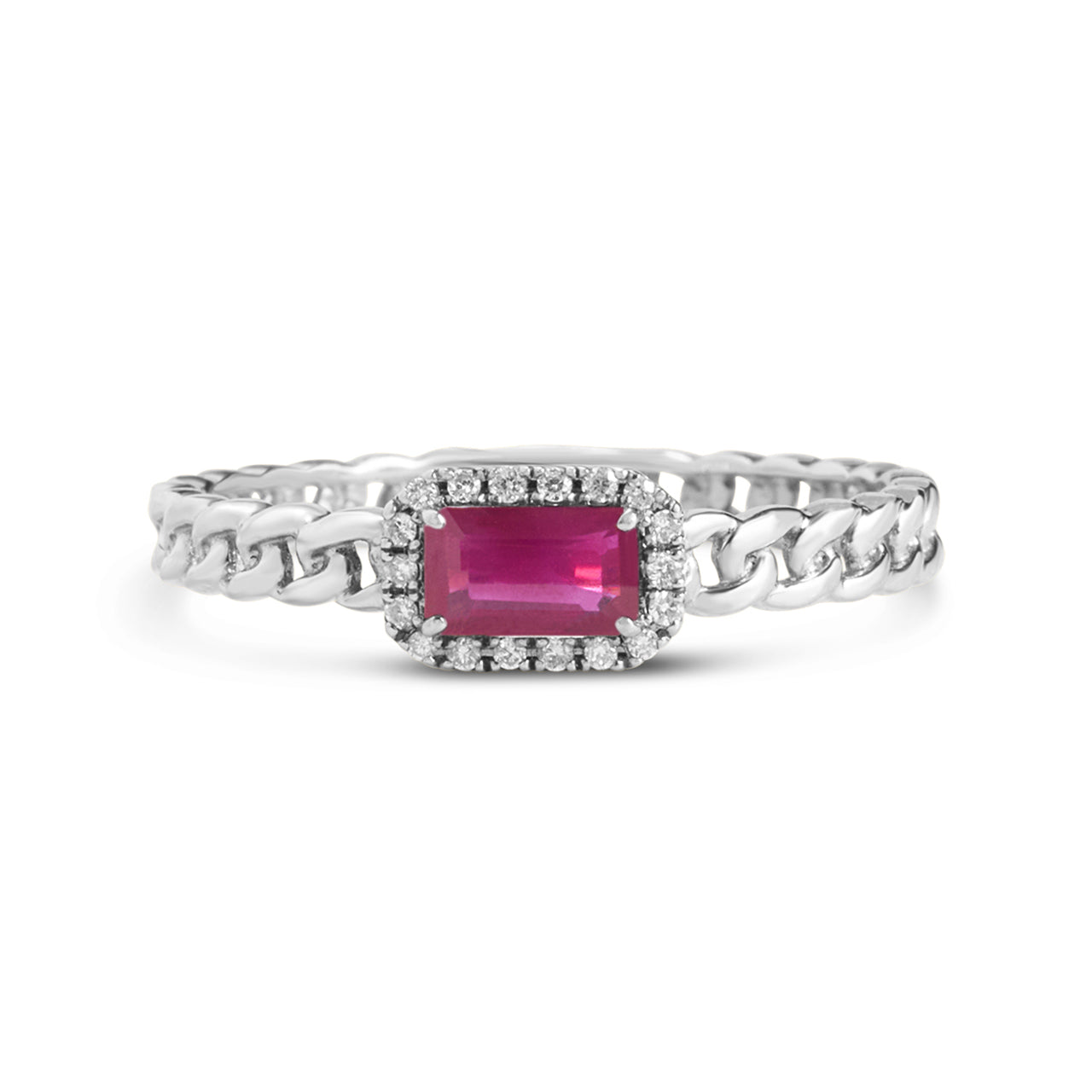 Ruby & Diamond Link Stackable Ring