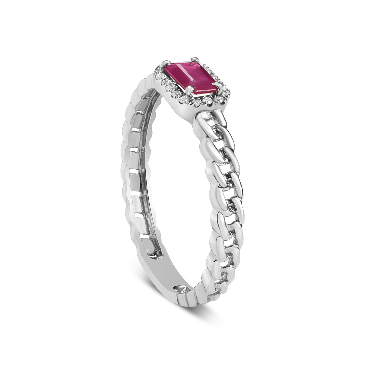Ruby & Diamond Link Stackable Ring
