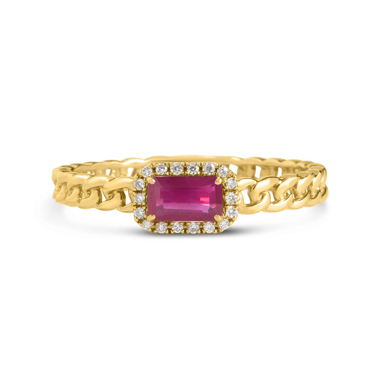 Ruby & Diamond Link Stackable Ring