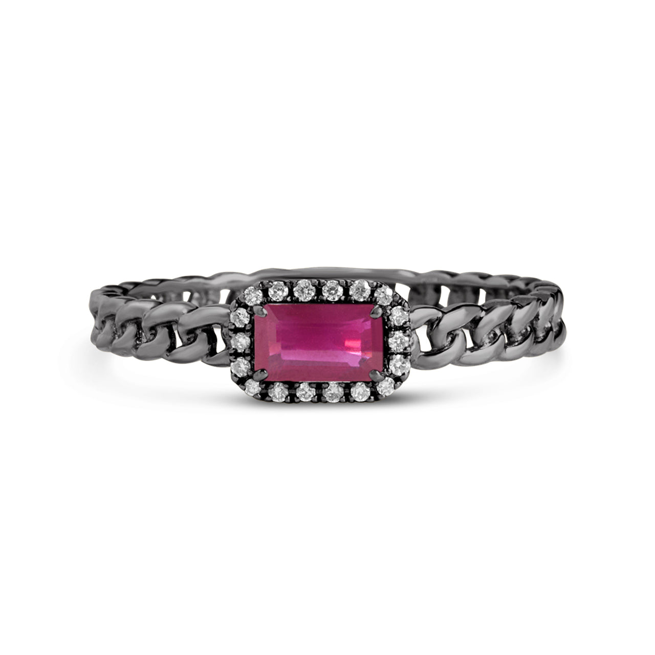 Ruby & Diamond Link Stackable Ring