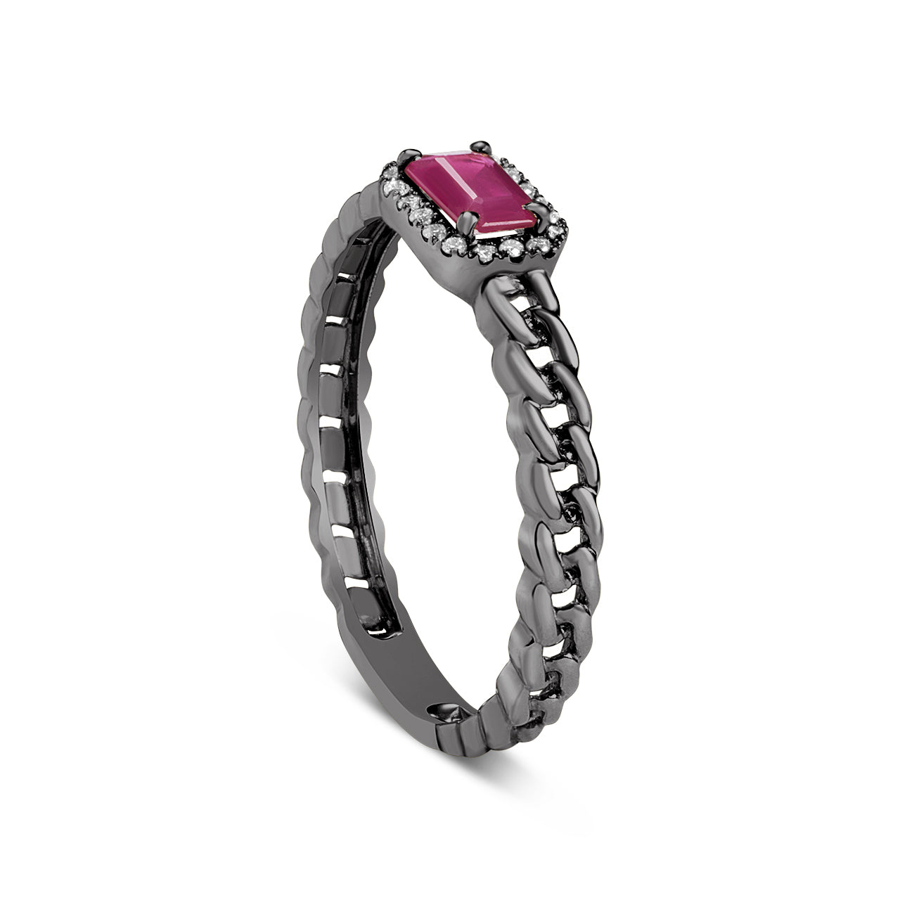 Ruby & Diamond Link Stackable Ring