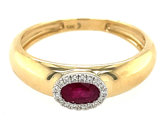 RUBY OVAL & DIAMOND HALO RING