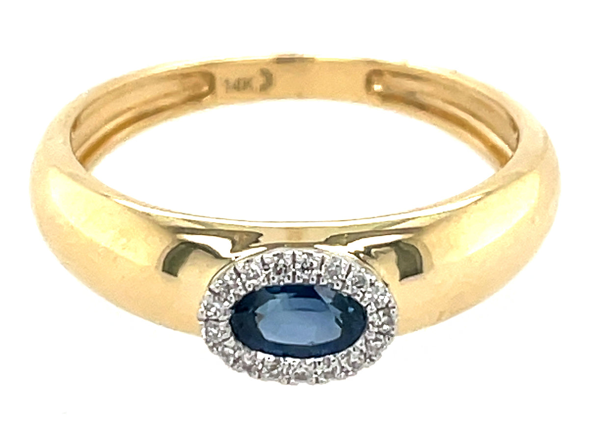 SAPPHIRE OVAL & DIAMOND HALO RING