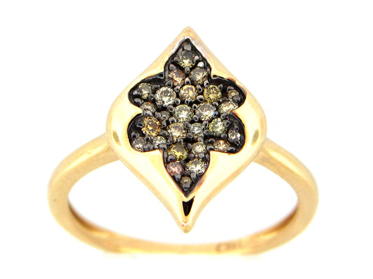 FANCY COLOR DIAMOND RING, 14KY (N)