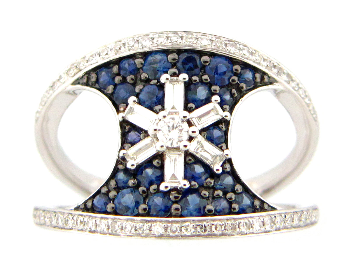 SAPPHIRE & DIAMOND RING, 14KW (H)