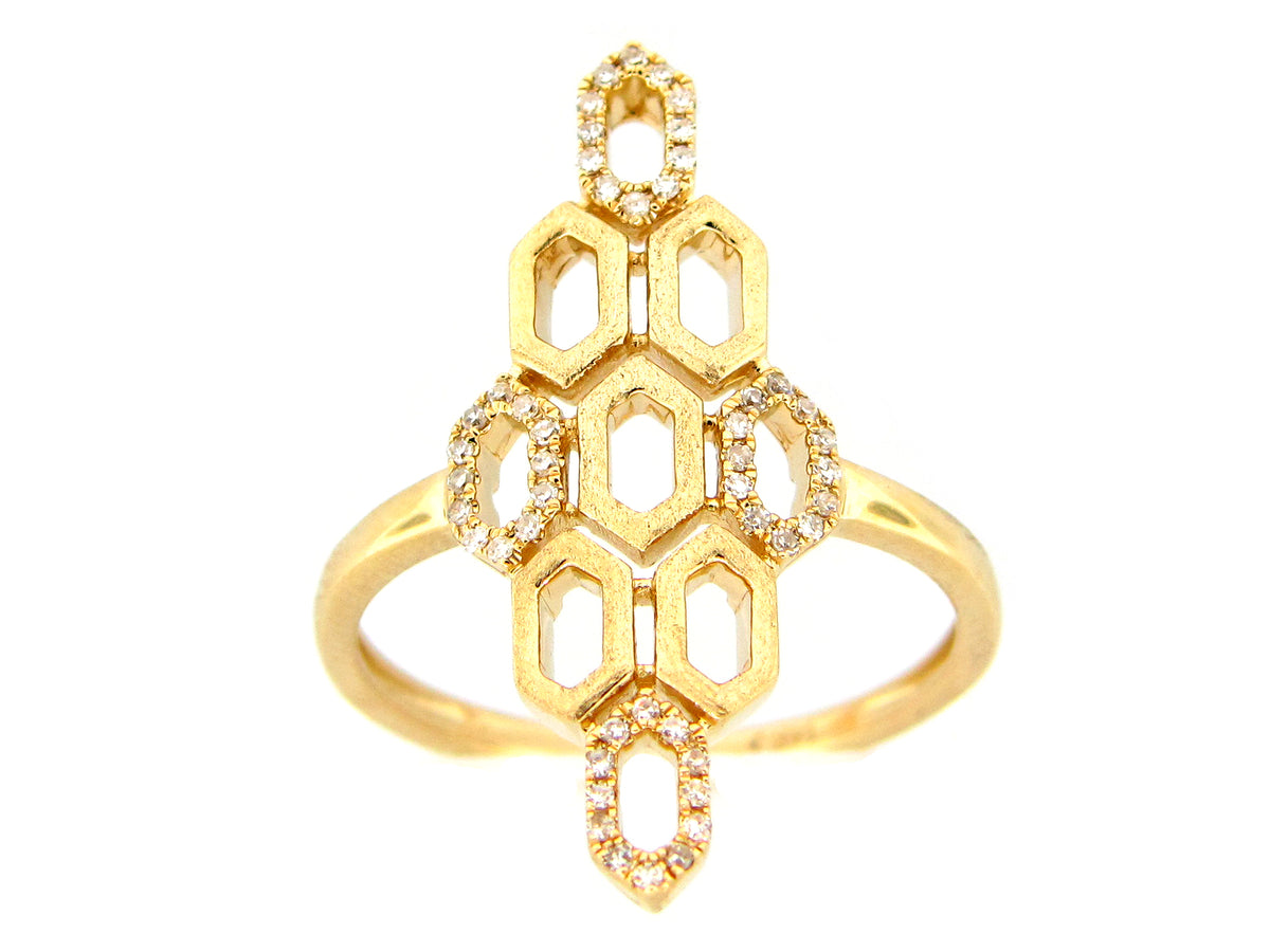DIAMOND HONEYCOMB RING, 14KY (N)
