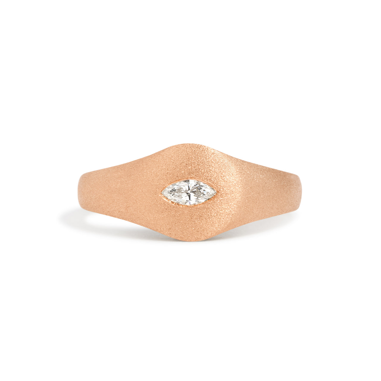 Diamond Flush Marquise Signet Ring