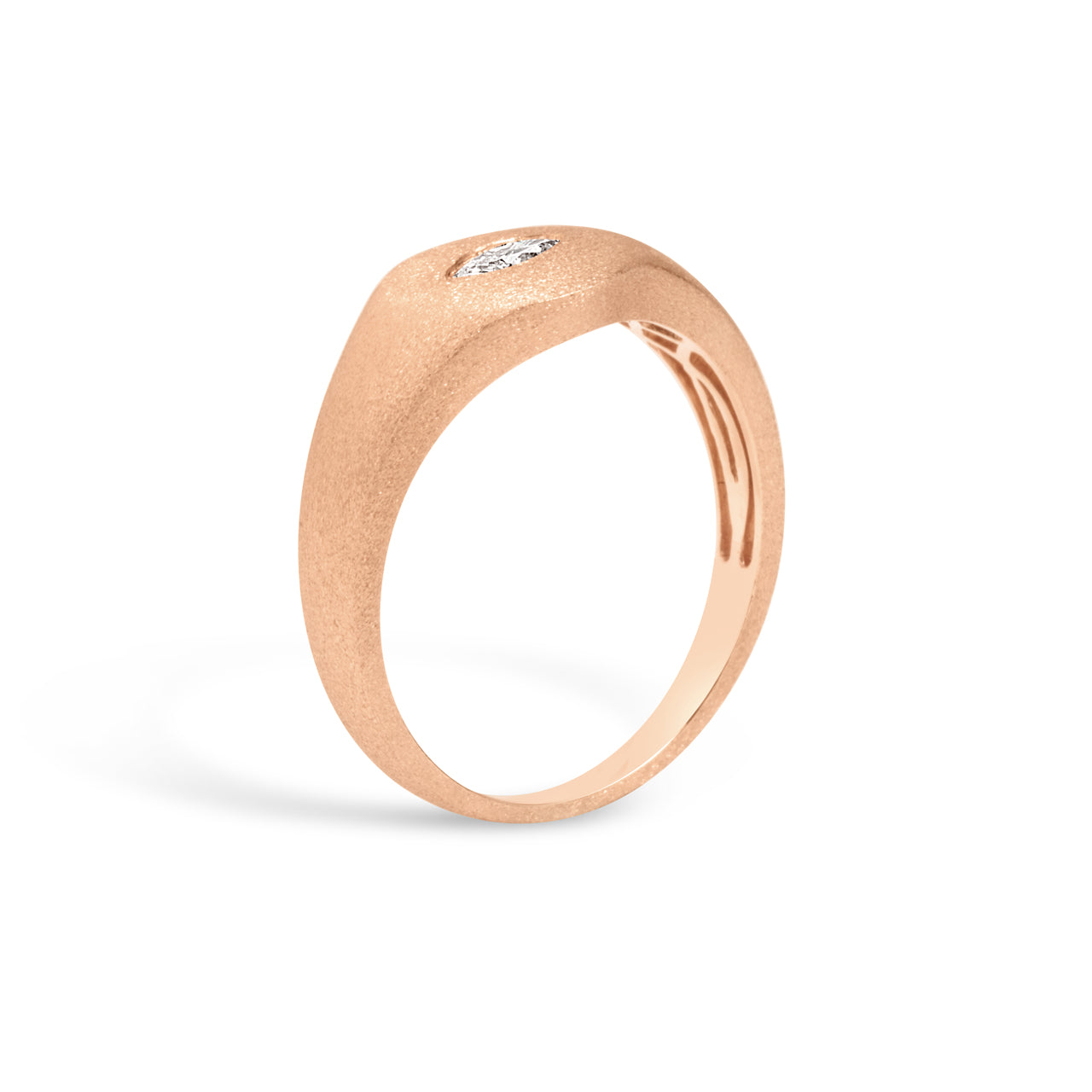 Diamond Flush Marquise Signet Ring