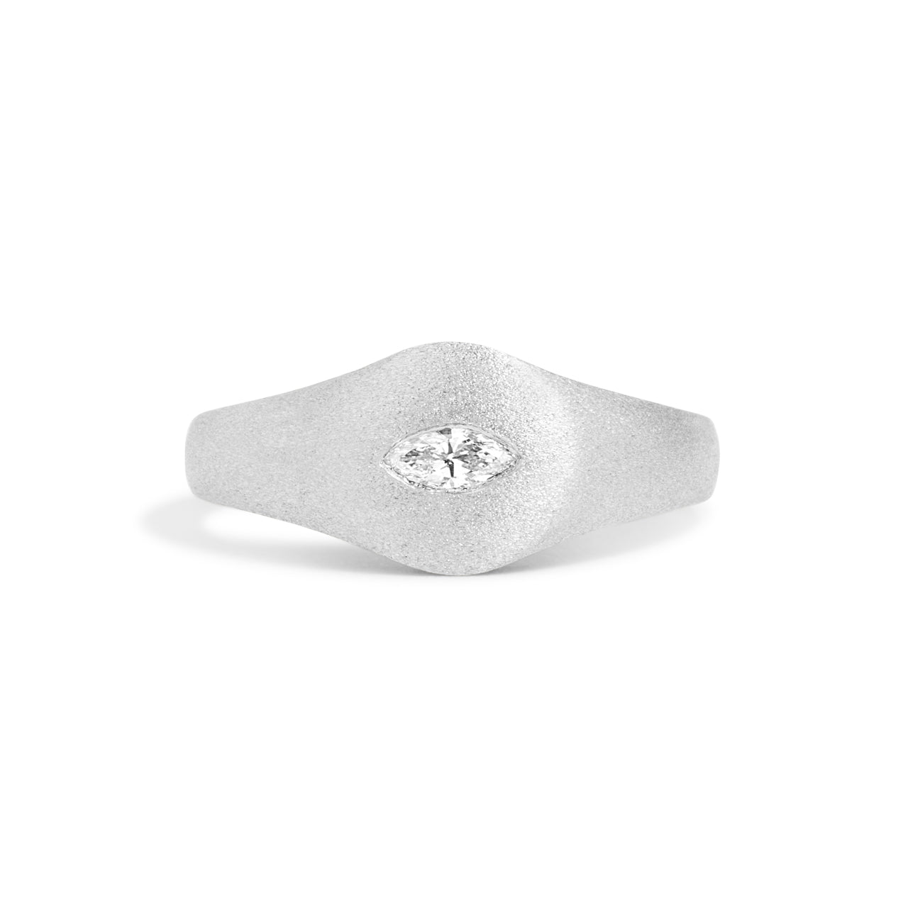 Diamond Flush Marquise Signet Ring