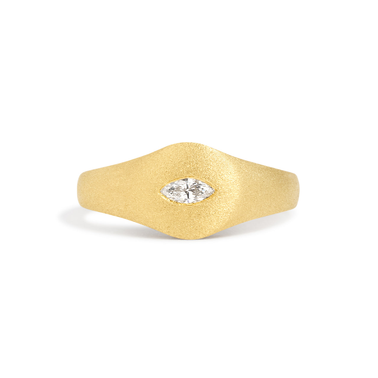Diamond Flush Marquise Signet Ring