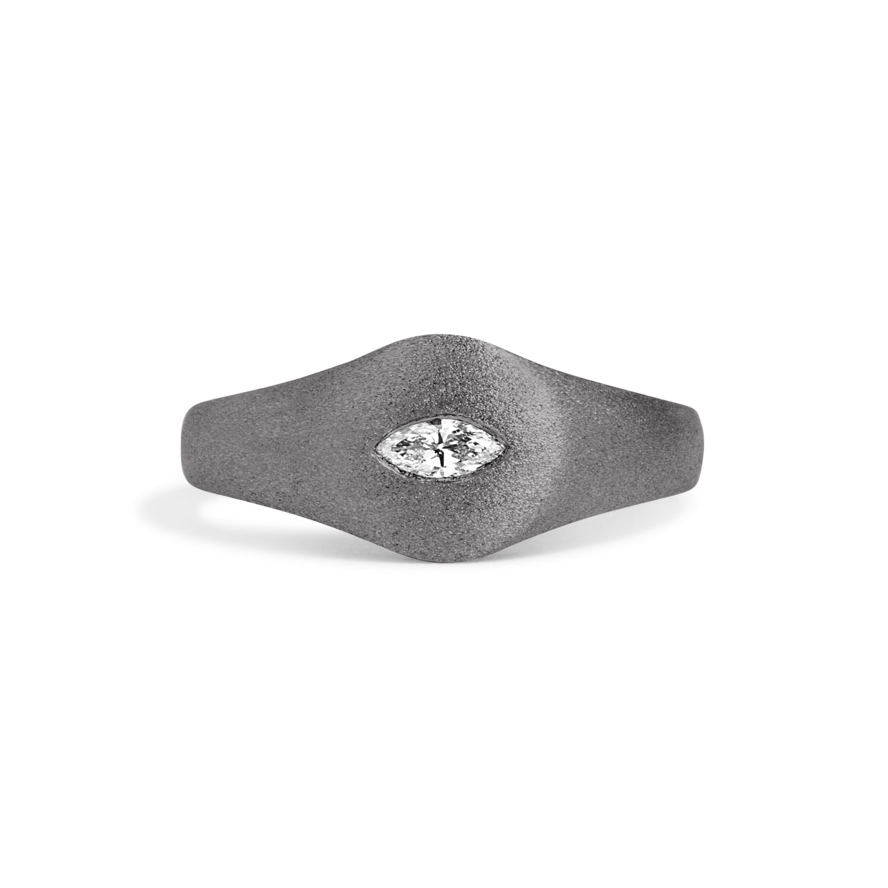 Diamond Flush Marquise Signet Ring