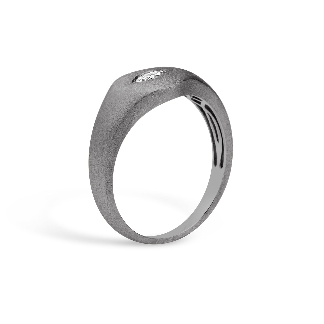 Diamond Flush Marquise Signet Ring