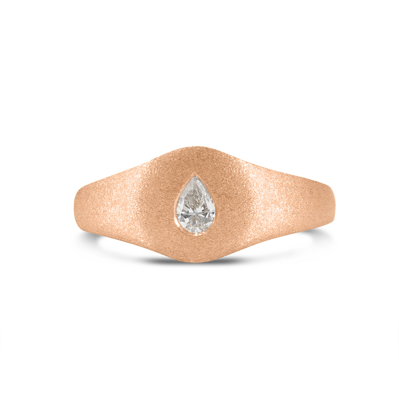 Diamond Flush Pear Signet Ring