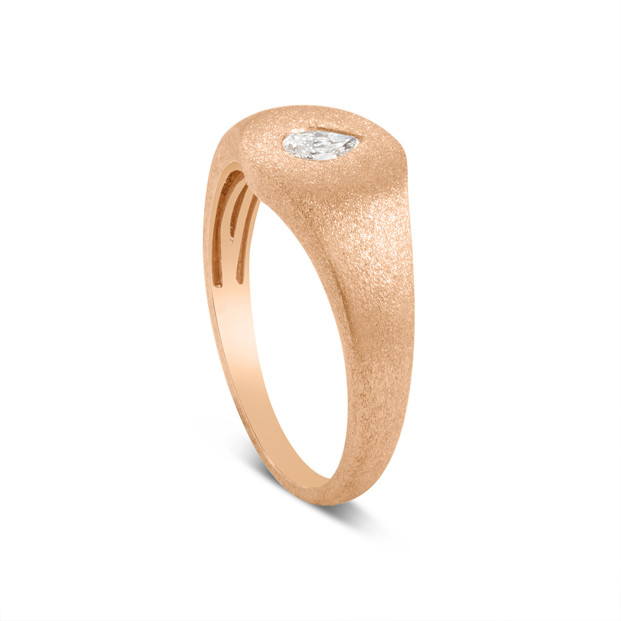 Diamond Flush Pear Signet Ring
