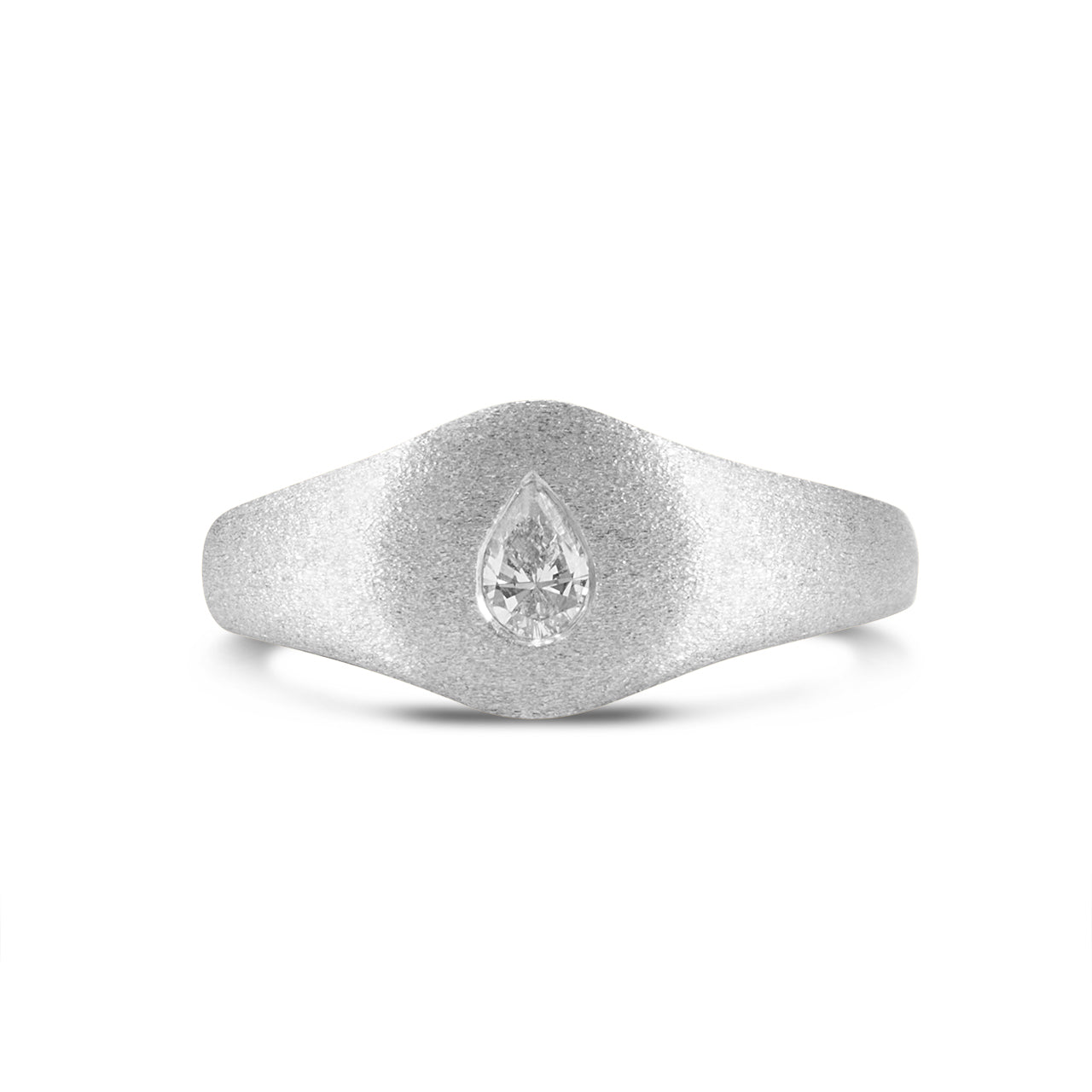 Diamond Flush Pear Signet Ring
