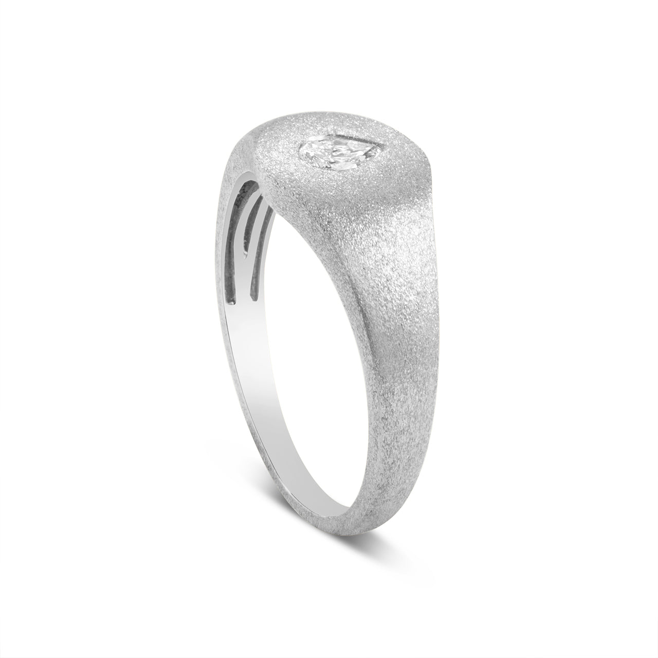 Diamond Flush Pear Signet Ring