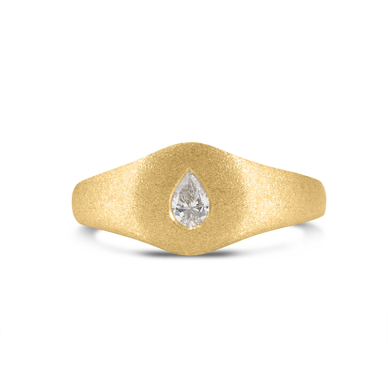 Diamond Flush Pear Signet Ring