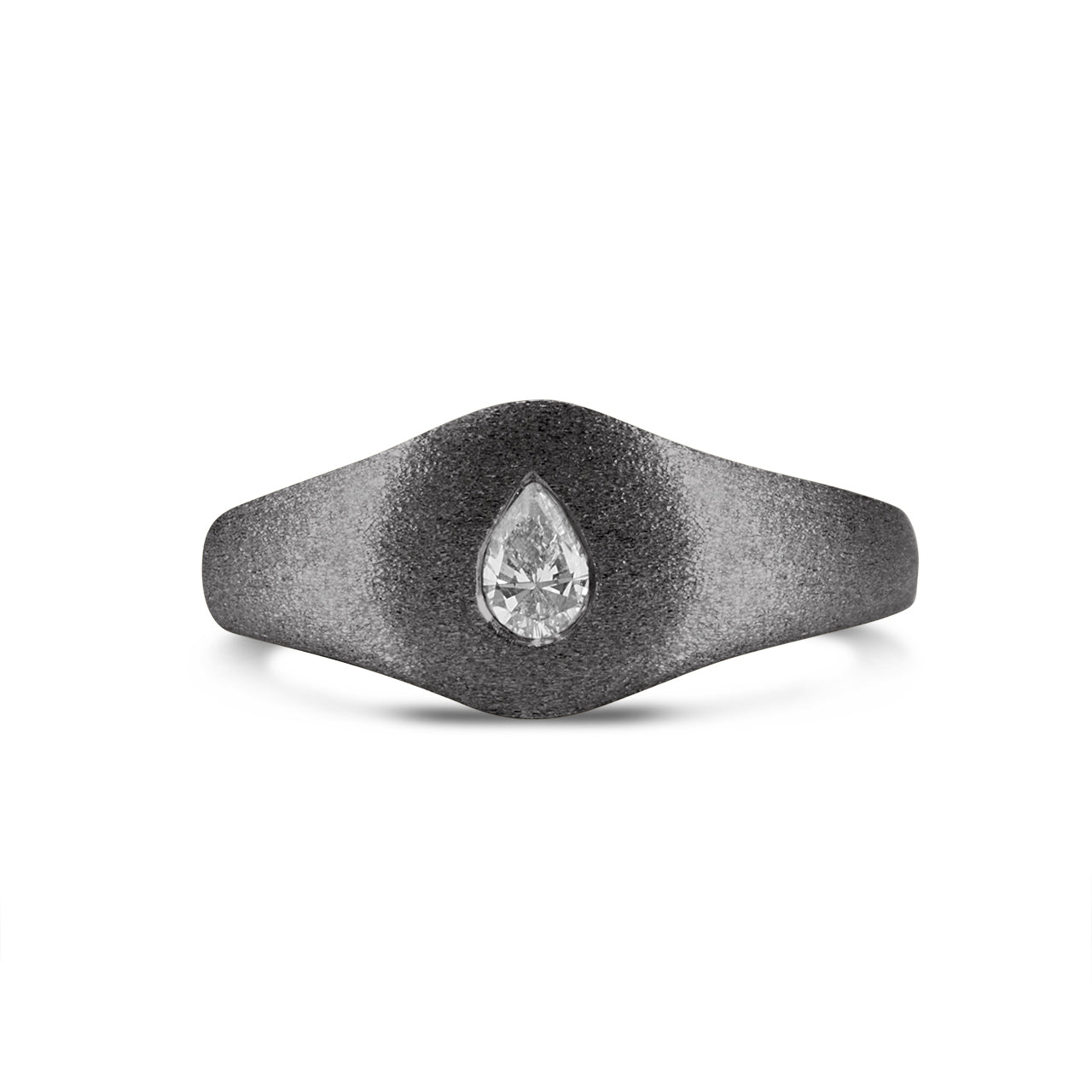 Diamond Flush Pear Signet Ring