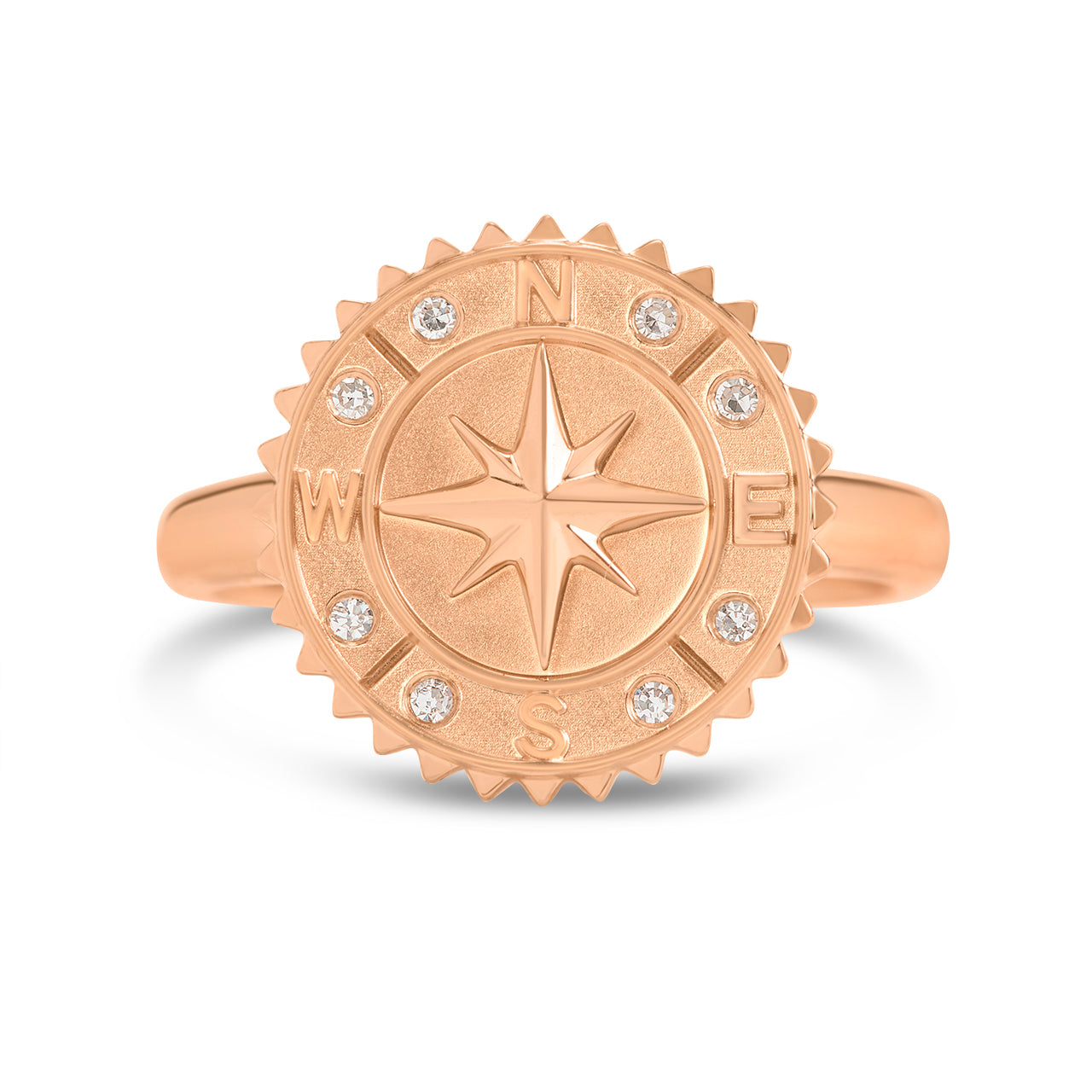 Diamond Compass Medallion Ring