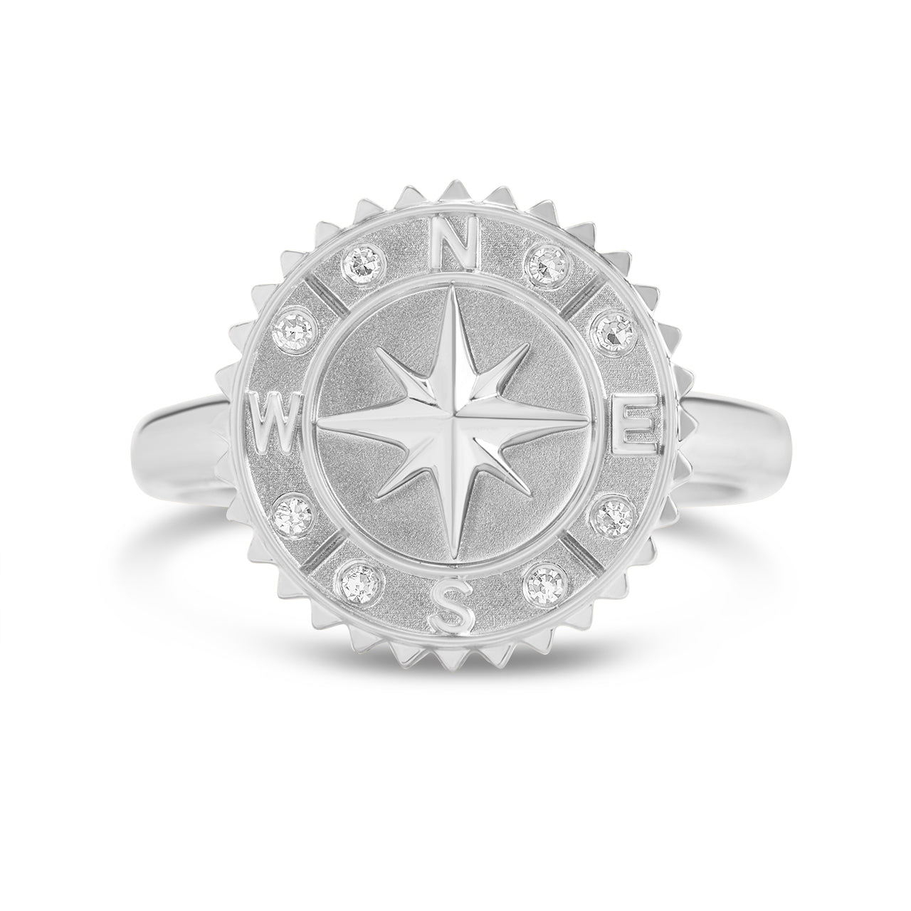 Diamond Compass Medallion Ring