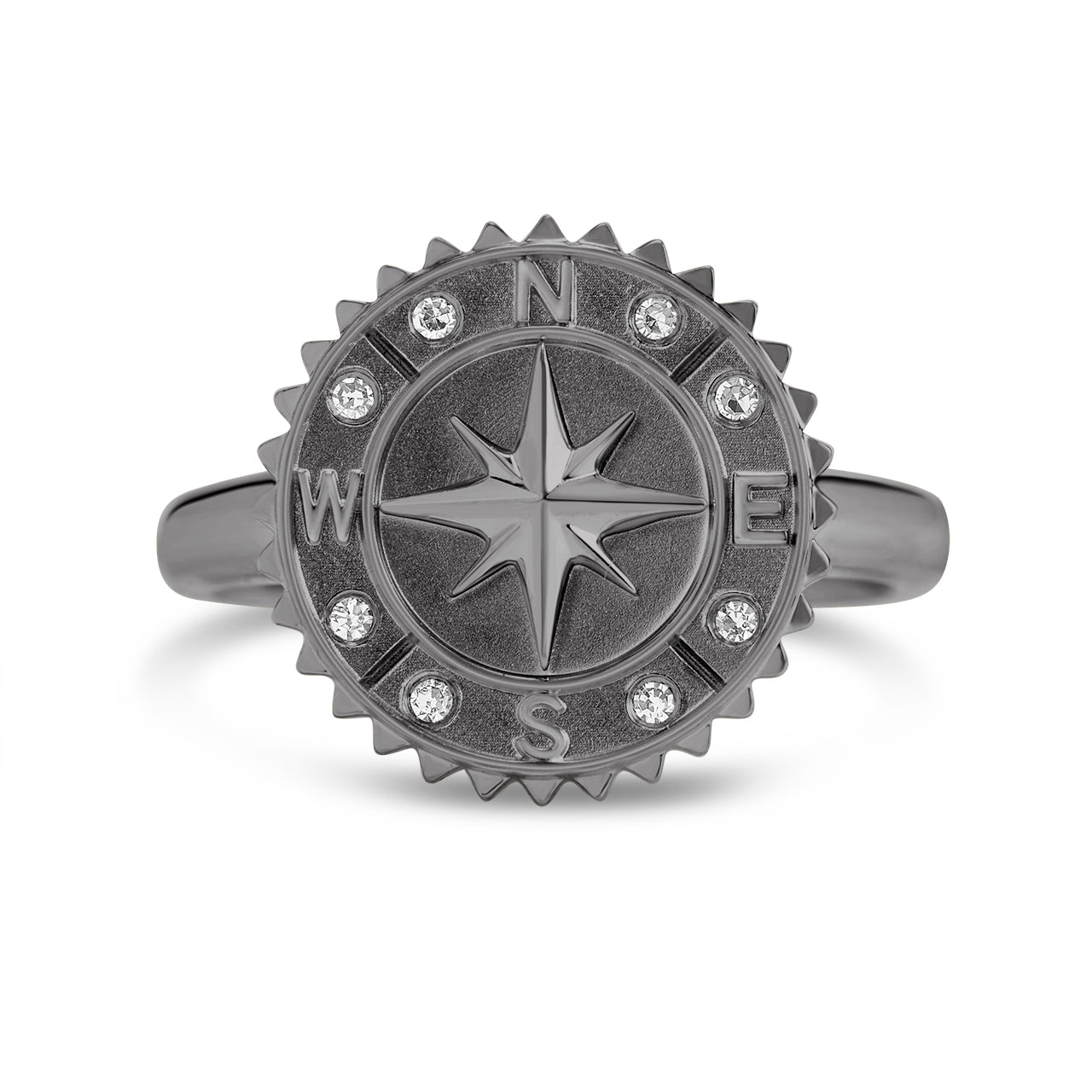 Diamond Compass Medallion Ring