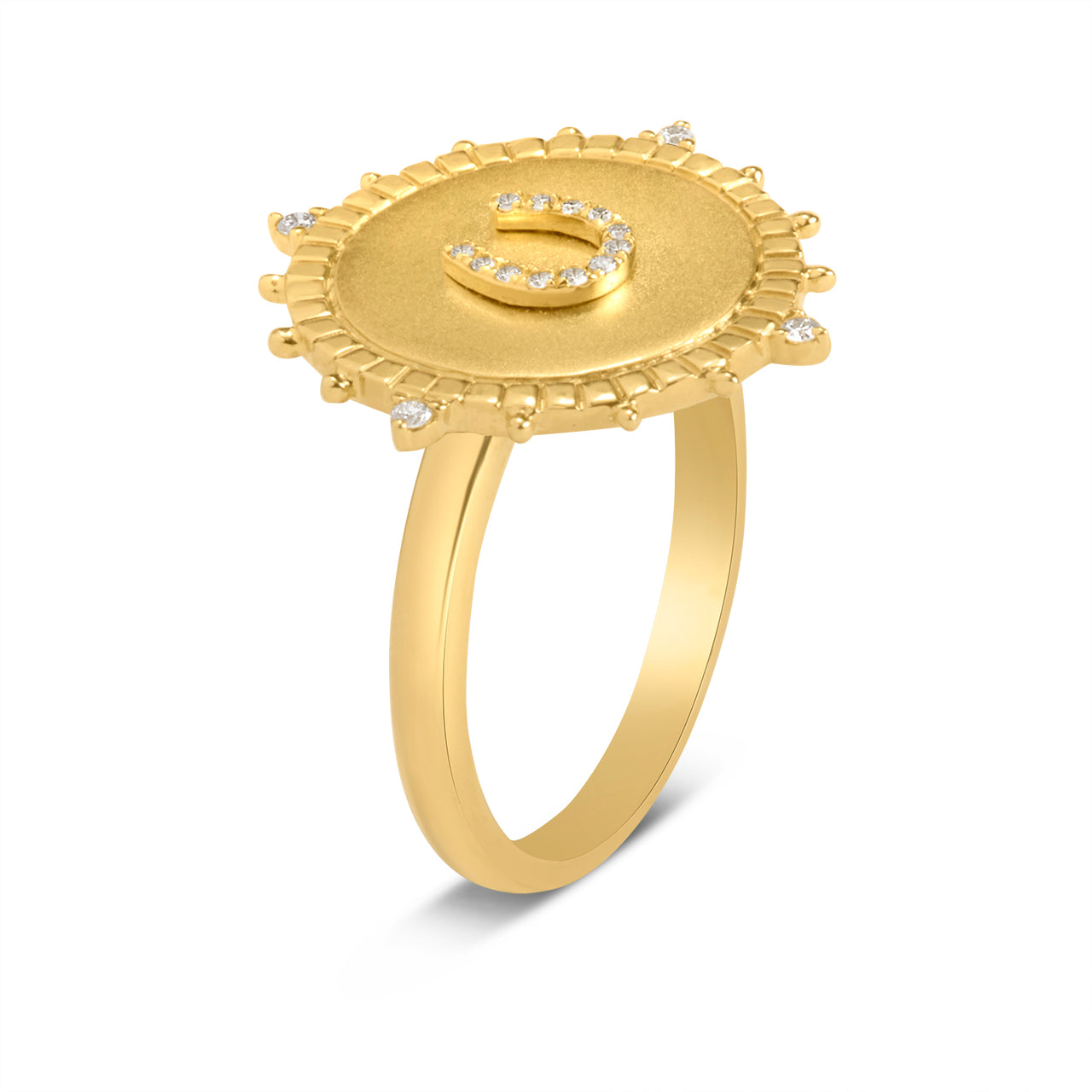 Diamond Horseshoe Medallion Ring