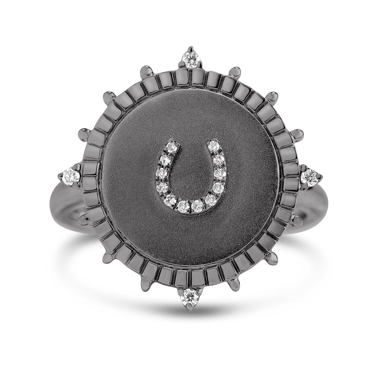 Diamond Horseshoe Medallion Ring