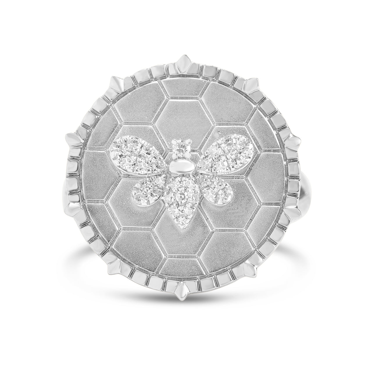 Diamond Bumble Bee Honeycomb Medallion Ring