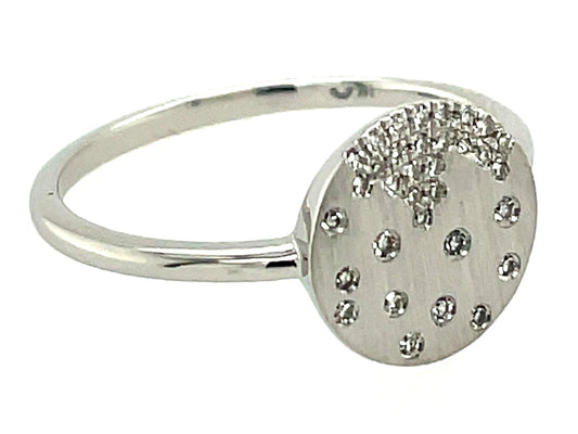 Diamond Flush Set Disc Ring