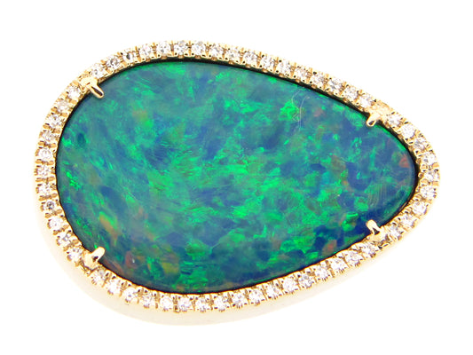 BLACK OPAL DOUBLET & DIAMOND RING, 14KY (ASBL)