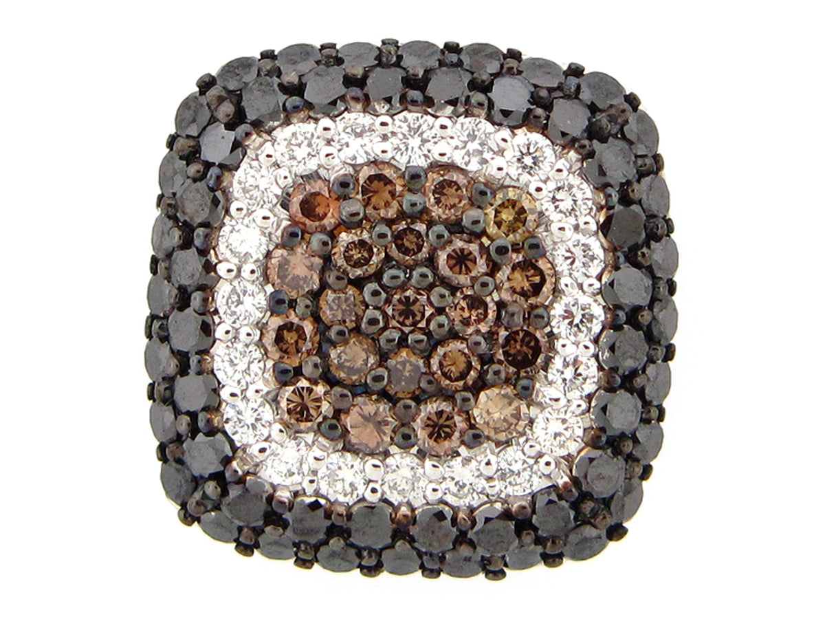 BLACK, BROWN & WHITE DIAMOND TIE TACK, 18KW (R/N)